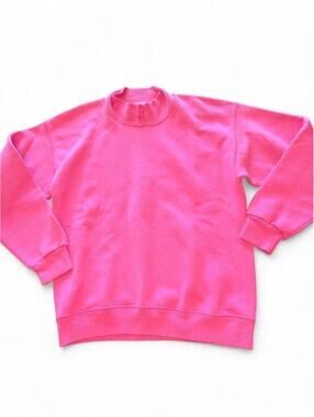 Vintage 90s Team USA Olympic Sweatshirt Hot Pink Button Mock Neck - Size Medium